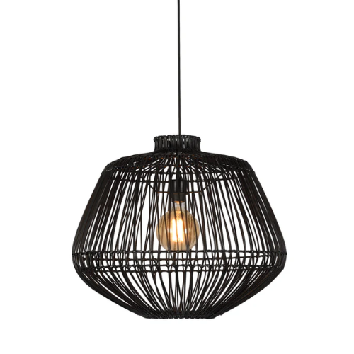 Hanglamp Madagascar rotan dia.60xh.50cm, zwart